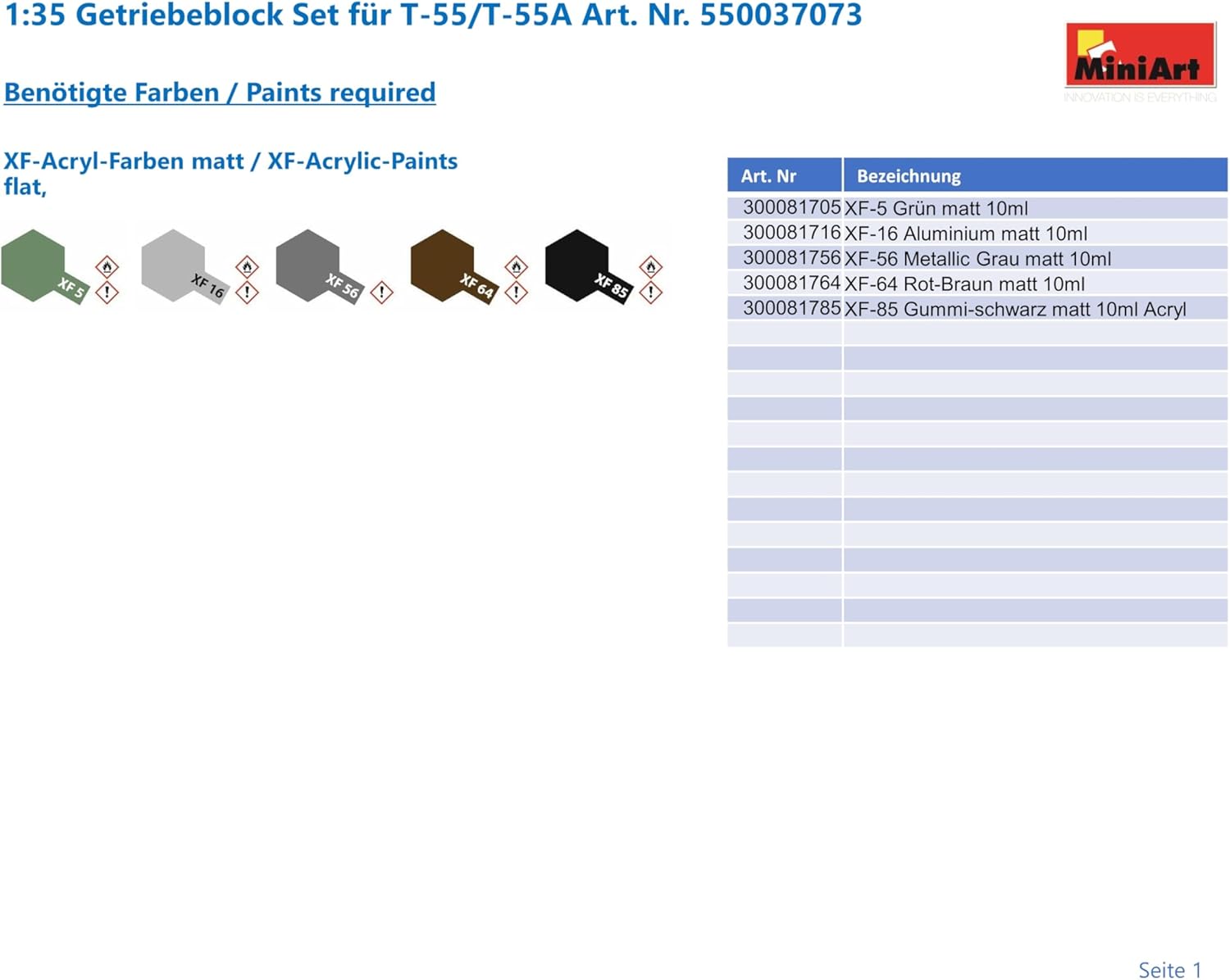 Miniart 37073 Unassembled Plastic Model kit, Grey