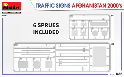 MiniArt MIN35640 1:35-Traffic Signs Afghanistan 2000's Scale Model kit, Molded Color