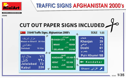 MiniArt MIN35640 1:35-Traffic Signs Afghanistan 2000's Scale Model kit, Molded Color