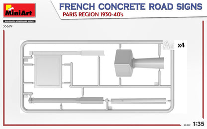 MiniArt MIN35659 1:35-Concrete Signs France 1930-40's Paris Scale Model kit, Molded Color