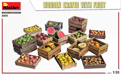 MiniArt MIN35628 1:35-Wooden Crates with Fruit Scale Model kit, Unpainted