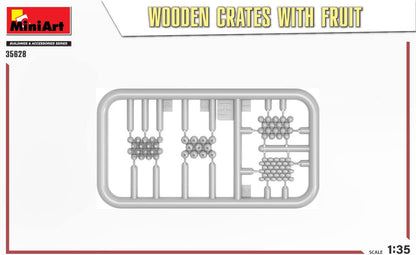 MiniArt MIN35628 1:35-Wooden Crates with Fruit Scale Model kit, Unpainted