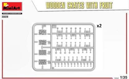 MiniArt MIN35628 1:35-Wooden Crates with Fruit Scale Model kit, Unpainted