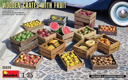 MiniArt MIN35628 1:35-Wooden Crates with Fruit Scale Model kit, Unpainted