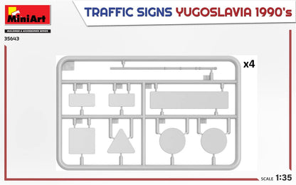 Miniart MIN35643 1:35-Traffic Signs Yugoslavia 1990's Scale Model kit, Unpainted