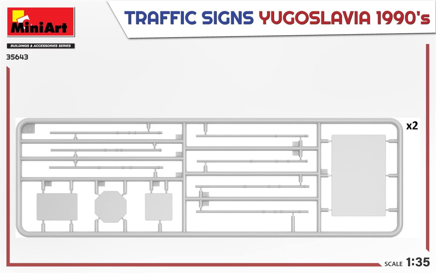 Miniart MIN35643 1:35-Traffic Signs Yugoslavia 1990's Scale Model kit, Unpainted
