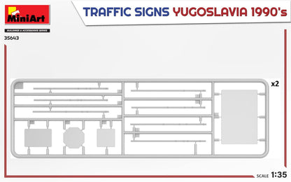 Miniart MIN35643 1:35-Traffic Signs Yugoslavia 1990's Scale Model kit, Unpainted