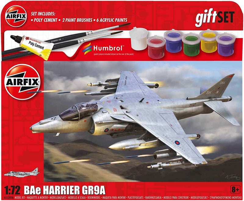 Airfix BAE Harrier GR.9A Modellbau-Set zum Aufhängen, Maßstab 1:72, Modellflugzeug-Set für Erwachsene und Kinder ab 8 Jahren, Flugzeugmodelle, Militärgeschenke für Männer zum Bauen, Geschicklichkeit