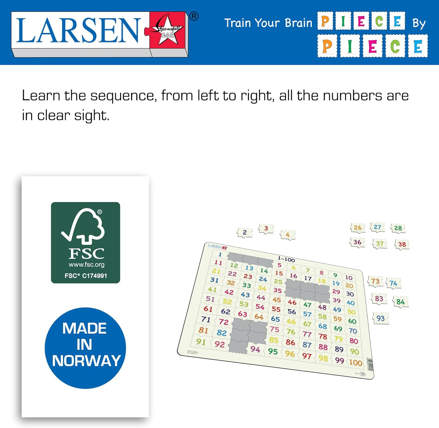 - Puzzel Maxi Leren Rekenen - Getallen 1-100 - 100 Stukjes