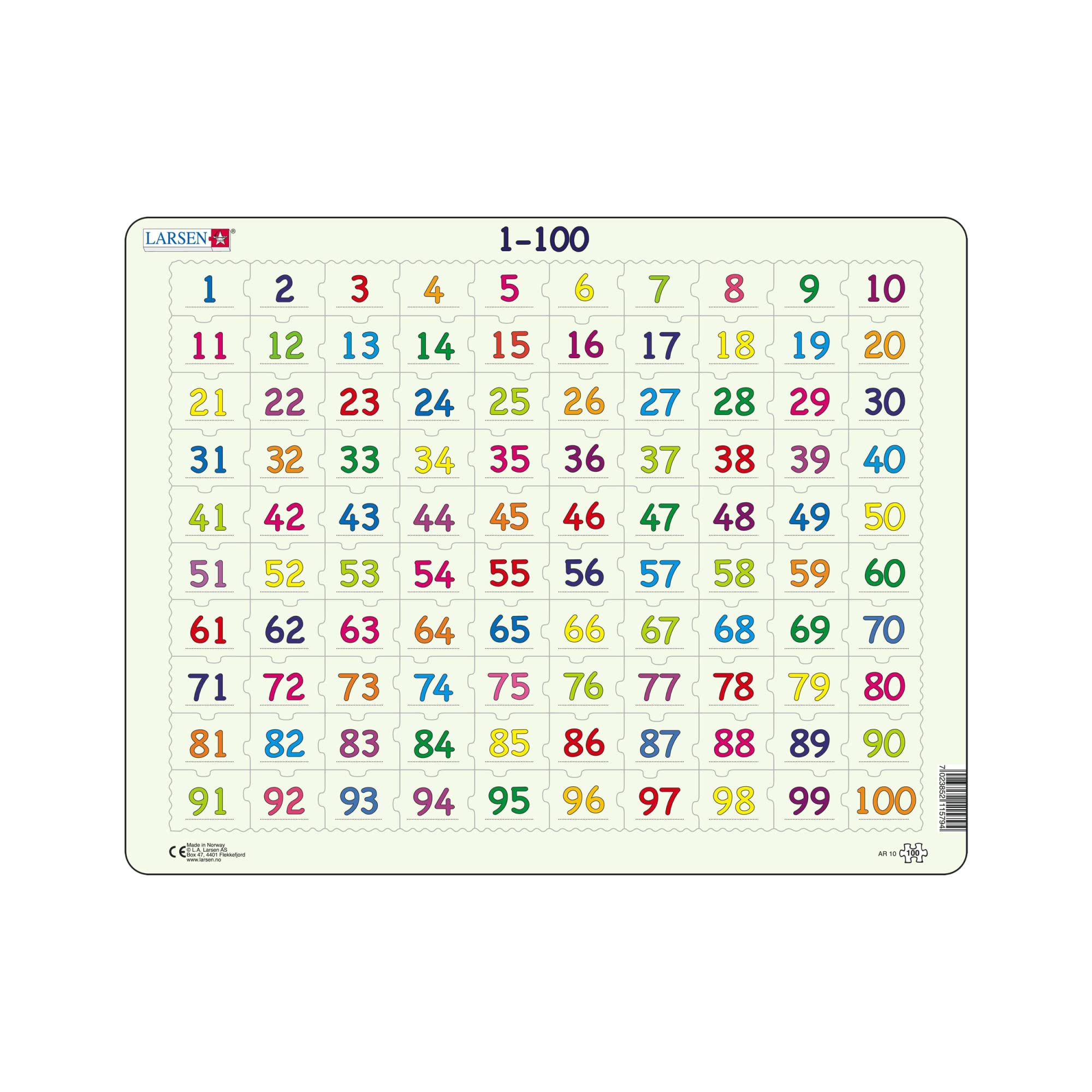 - Puzzel Maxi Leren Rekenen - Getallen 1-100 - 100 Stukjes