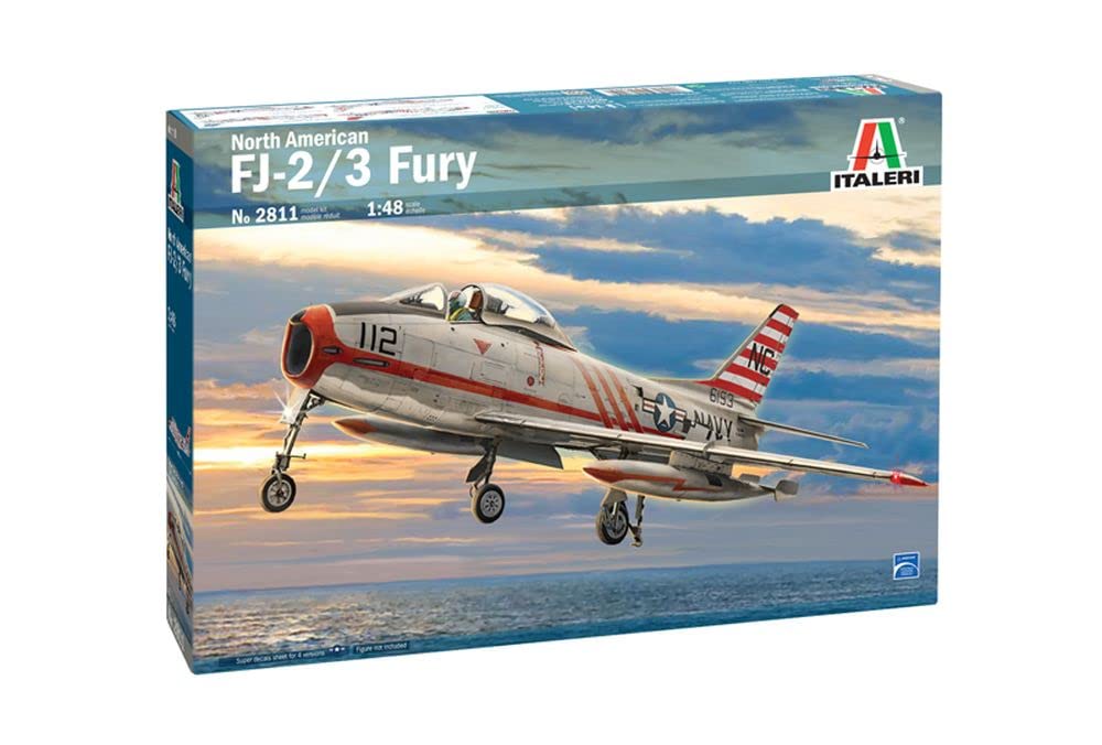 Italeri 2811S 1:48 North American FJ-2/3 Fury Building, Stand Model Making, Crafts, Hobby, Gluing, Plastic Construction Kit, Detailed, Multicoloured