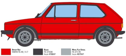 Italeri 3622S 3622S-1:24 VW Golf GTI Rabbit, Model Building, Construction Kit, Stand Model Making, Crafts, Hobby, Gluing, Plastic Kit, Detailed Unpainted,Unvarnished