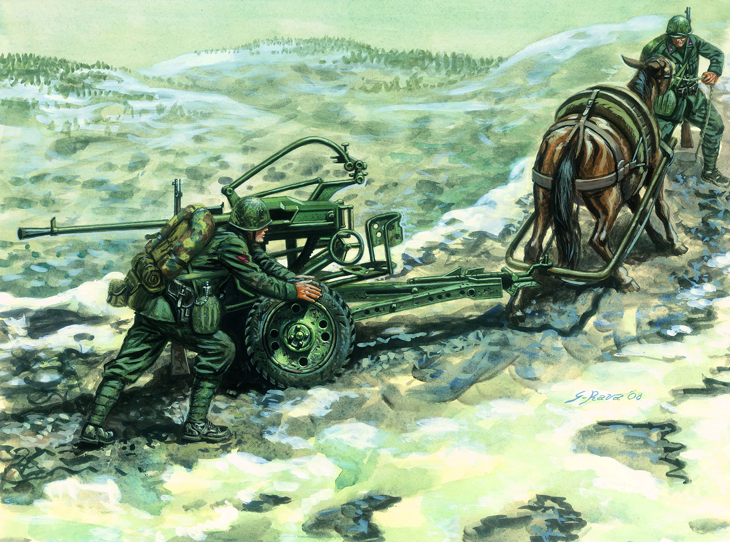 Italeri Horse Drawn Breda 20 Gun/65 Mod.35 w/Soldiers 1/35