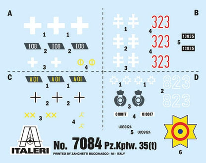 Italeri 7084S 1:72 Ger. Panzerkampfwagen 35 (t) -Modelismo, maqueta, Manualidades, Hobby, Pegamento, Kit de plástico, Multicolor, (IT7084