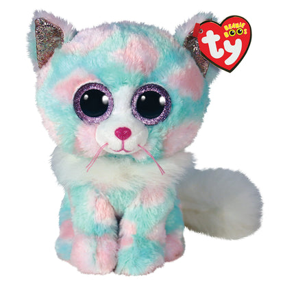 TY 2008069 Plush Toy, Green/Pink Cat Opal
