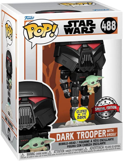 Funko Pop! Star Wars: Mandalorian - Dark Trooper With Child - Glow In the Dark - the Mandalorian - Collectable Vinyl Figure - Gift Idea - Official Merchandise - Toys for Kids & Adults - TV Fans