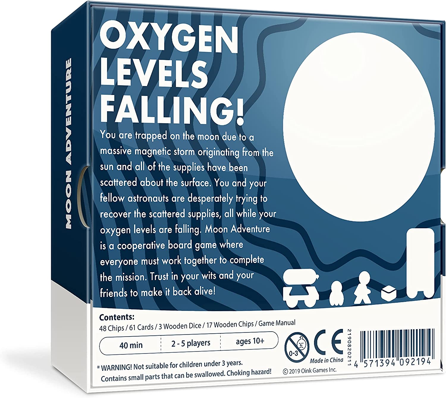 Oink Games "Moon Adventure Adventure Game • Ideal On-The-Go Travel or Party Game For 2-5 players • 10 Years Old +