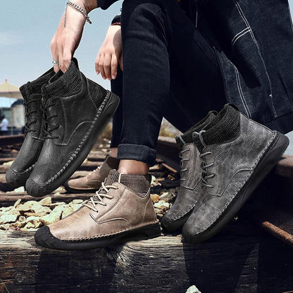 JHMKYI xz Uomini Scarpe Moda Uomo Stivali Peluche Caldo Uomini Stivali Invernali Impermeabile Pelle Stivali Da Neve Uomo Outdoor Stivali Moto Uomo Scarpe Da Ginnastica