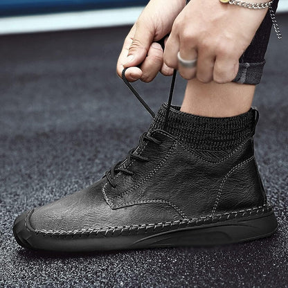 JHMKYI xz Uomini Scarpe Moda Uomo Stivali Peluche Caldo Uomini Stivali Invernali Impermeabile Pelle Stivali Da Neve Uomo Outdoor Stivali Moto Uomo Scarpe Da Ginnastica