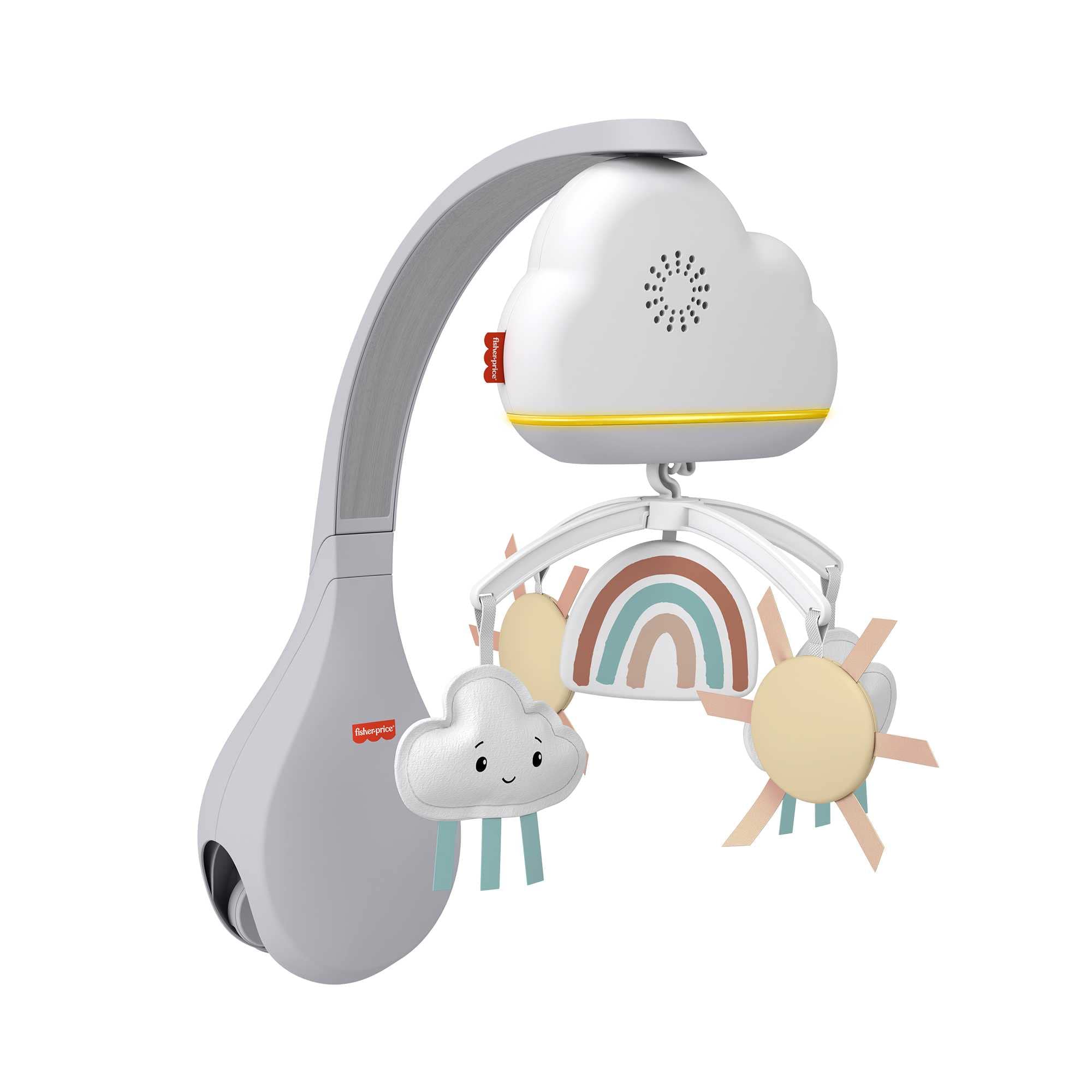 Fisher-Price Baby Toy Rainbow Showers Bassinet Mobile to Bedside Sound Machine with Music & Night Light for Newborn to Toddler Ages 0+ Months, HBP40