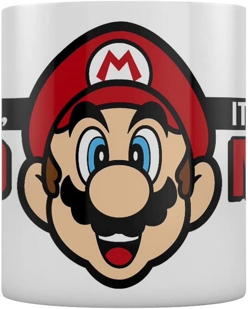 Pyramid International MG24845 Super Mario - Taza de café, porcelana, multicolor Blanco/Negro/Rojo 1 Unidad (Paquete de 1)