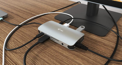 i-tec USB-C 4K Metal Nano Docking Station 1x HDMI 1x VGA 1x GLAN 1x USB-C 3x USB 3.1 1x SD/MicroSD 1x Audio Power Delivery 100W for Windows MacOS Android ChromeOS