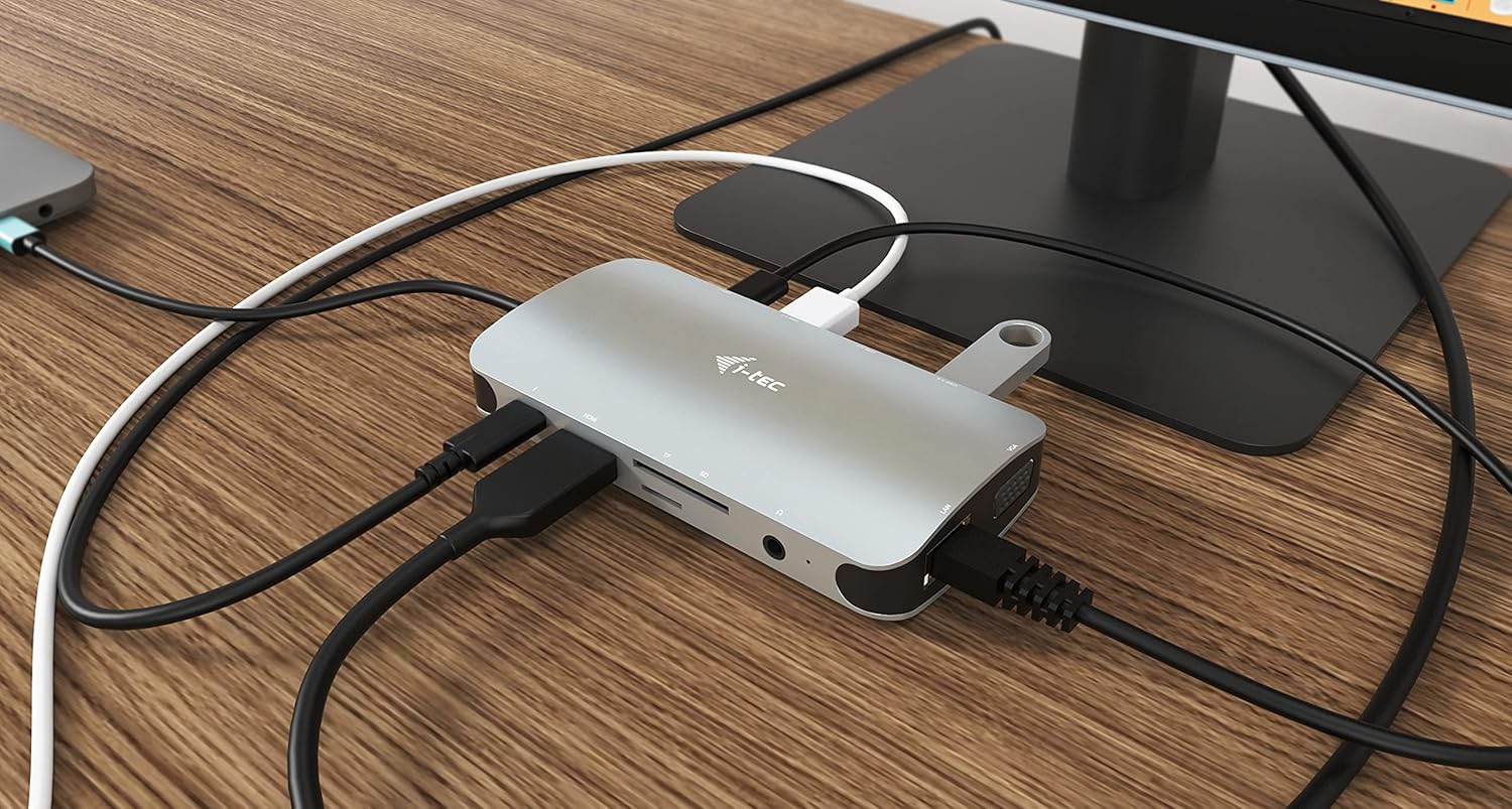 i-tec USB-C 4K Metal Nano Docking Station 1x HDMI 1x VGA 1x GLAN 1x USB-C 3x USB 3.1 1x SD/MicroSD 1x Audio Power Delivery 100W for Windows MacOS Android ChromeOS