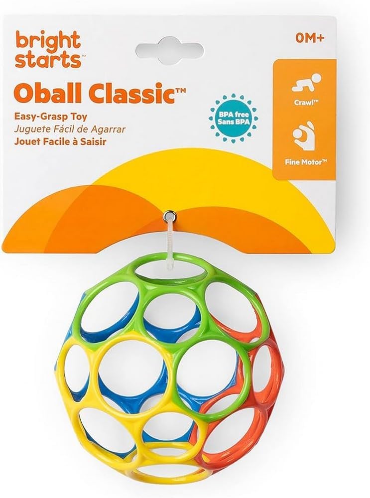 Oball Classic Ball - Red, Yellow, Green, Blue, Ages Newborn +
