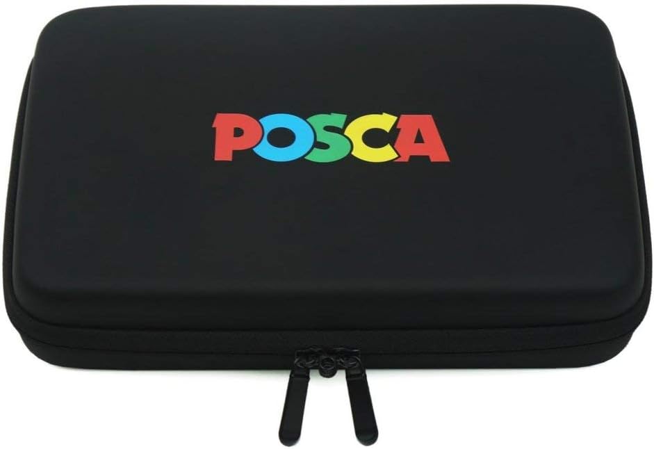uni-ball Uni POSCA 186824 Marker Pens in Case, Suitable for Many Surfaces, Various Tips and Colours, Multi-Coloured