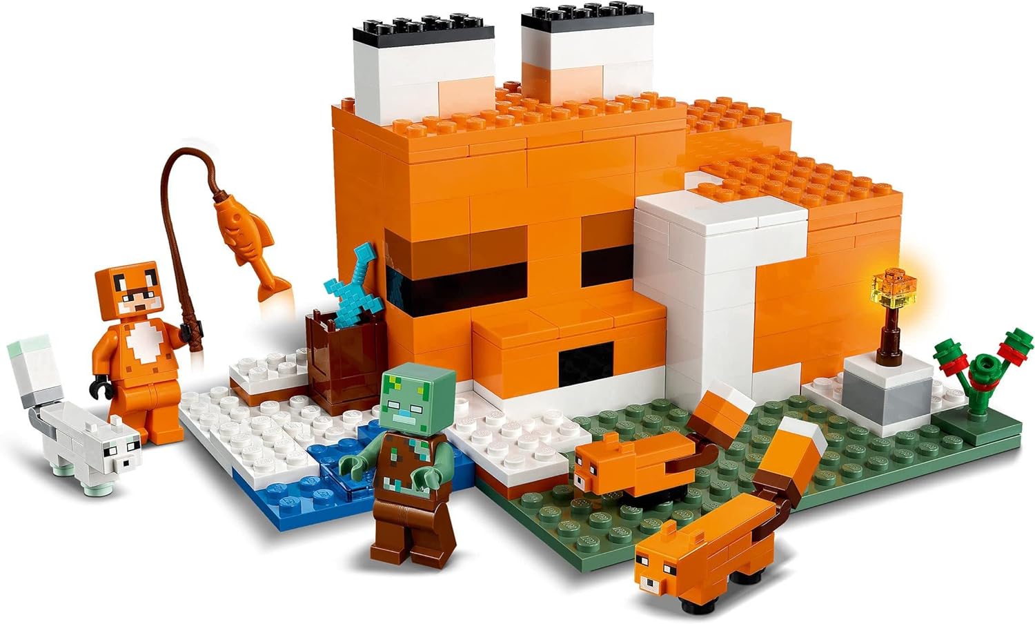 LEGO 21178 Minecraft The Fox Lodge House, Animal Toys, Birthday Gifts for Kids & 21240 Minecraft The Swamp Adventure, Building Game Construction Toy with Alex and Zombie Figures in Biome