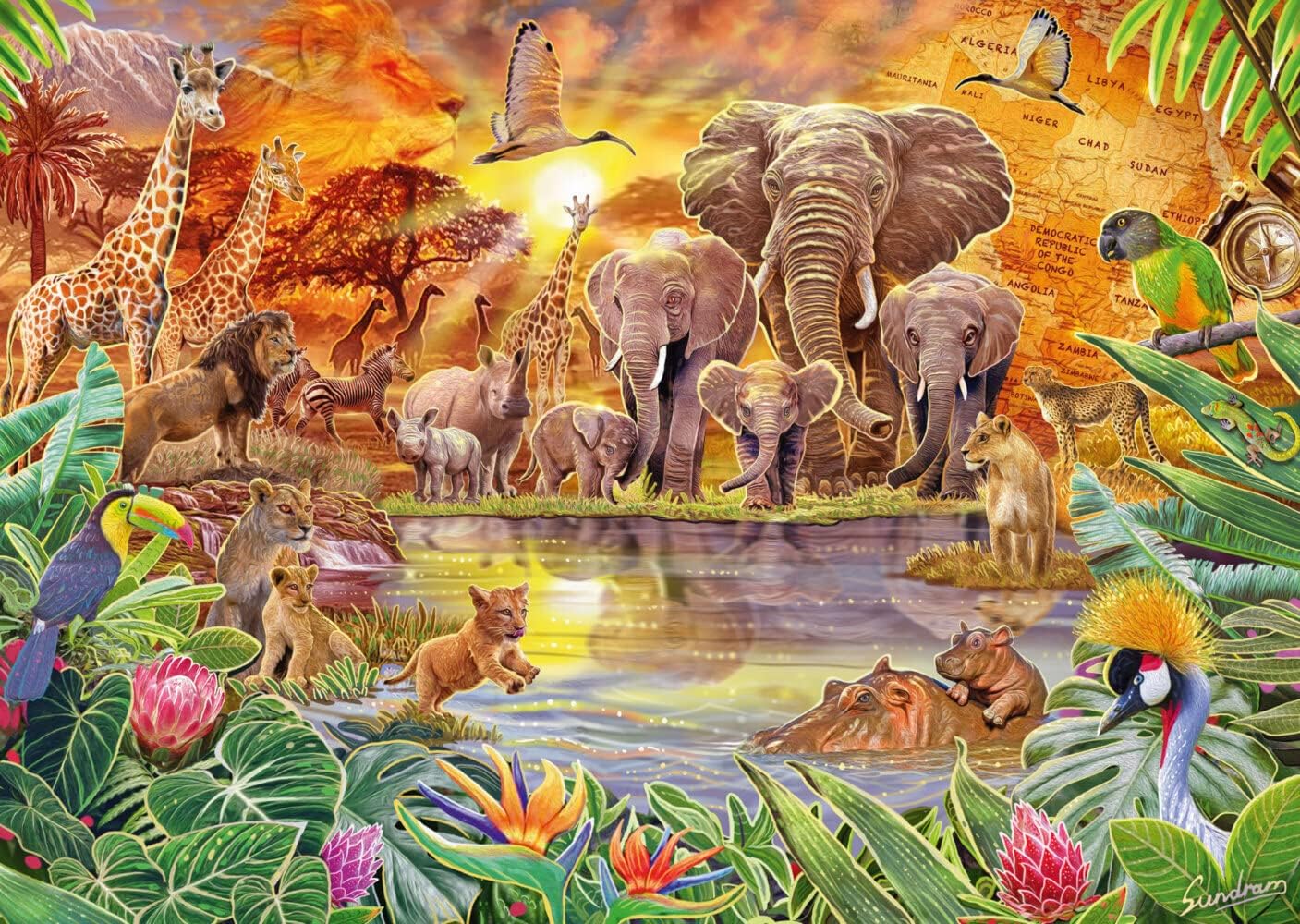 Schmidt Spiele | Steve Sundram: African Wildlife (1000pc) | Puzzle | Ages 12+