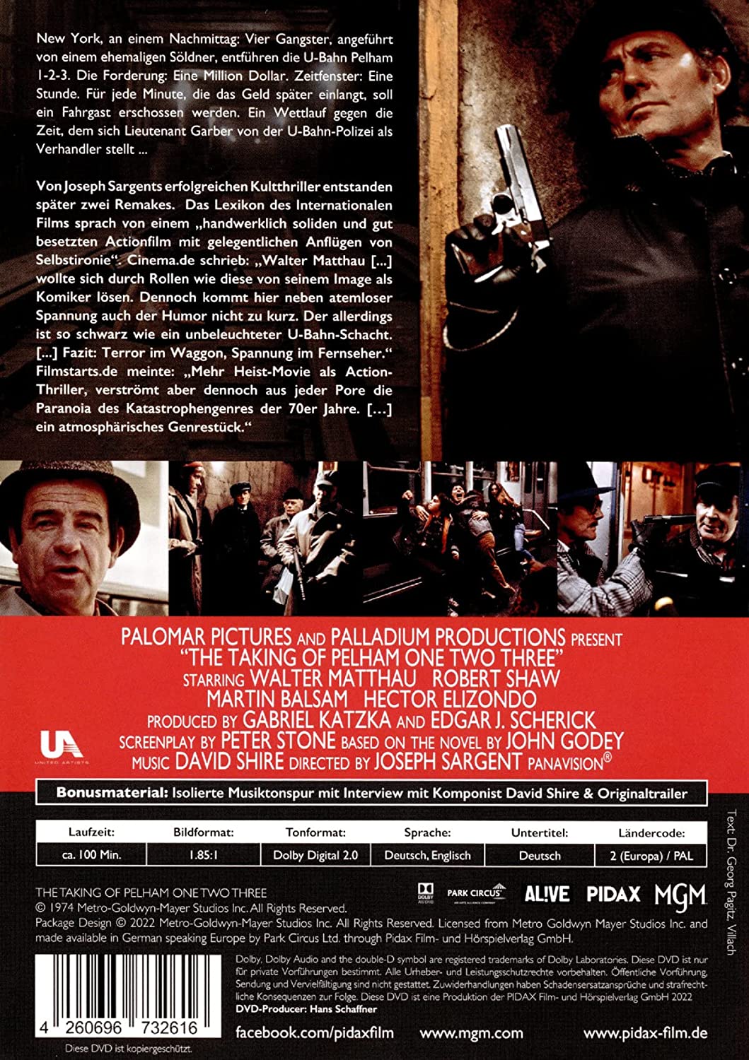 Stoppt die Todesfahrt der U-Bahn 1-2-3 (The Taking of Pelham One Two Three) / Spannender Kultthriller mit Starbesetzung (Pidax Film-Klassiker