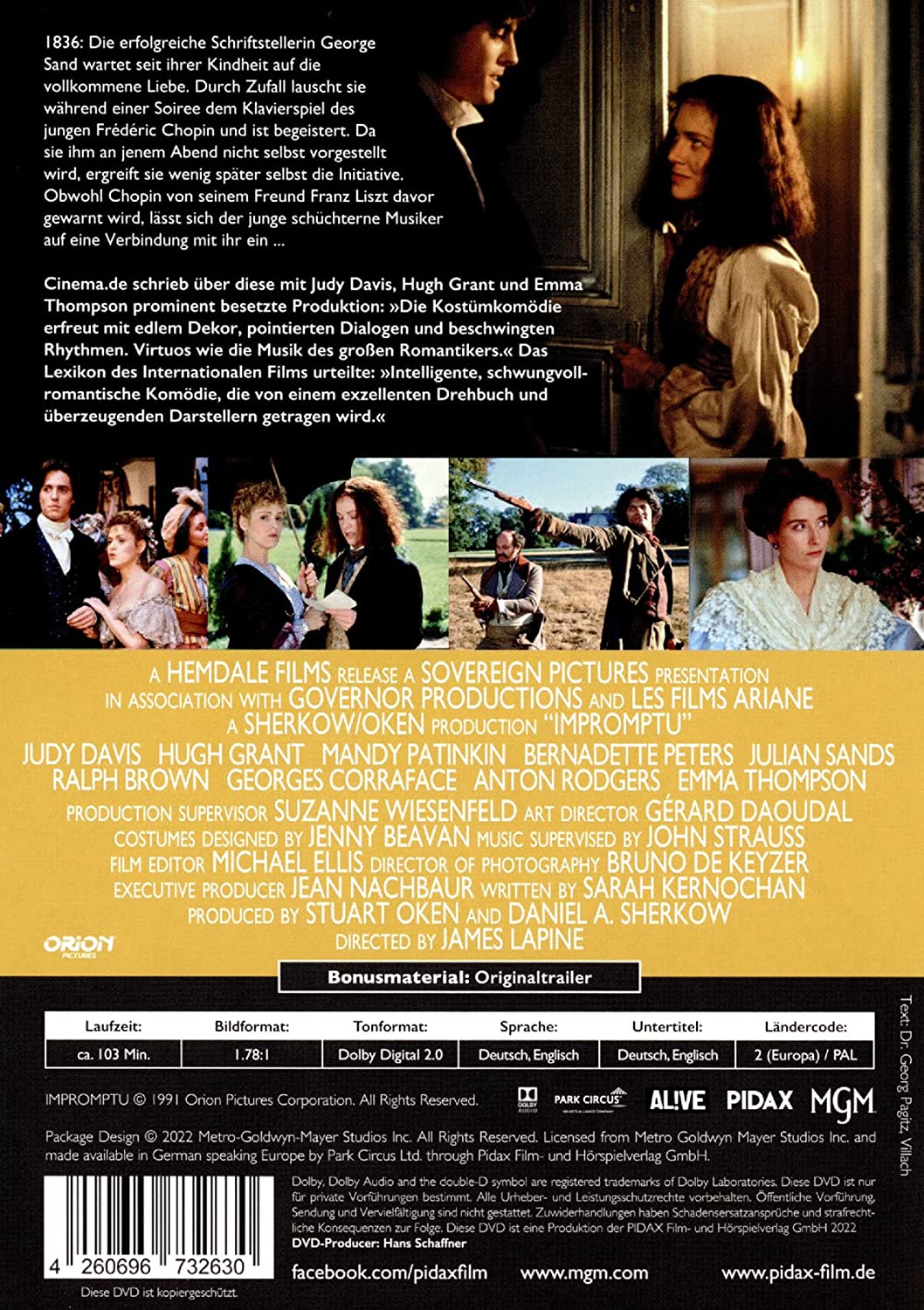 Verliebt in Chopin (Impromptu) - Remastered Edition / Preisgekrönte Filmbiografie mit Starbesetzung (Pidax Historien-Klassiker)