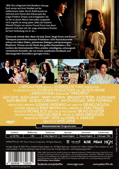 Verliebt in Chopin (Impromptu) - Remastered Edition / Preisgekrönte Filmbiografie mit Starbesetzung (Pidax Historien-Klassiker)