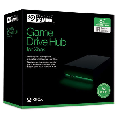 Seagate Game Drive Hub, 8TB, External Hard Drive Desktop, USB 3.2 Gen 1, Dual USB-C and USB-A ports, Xbox Certified, with RGB LED lighting, 3 year Rescue Services (STKW8000400