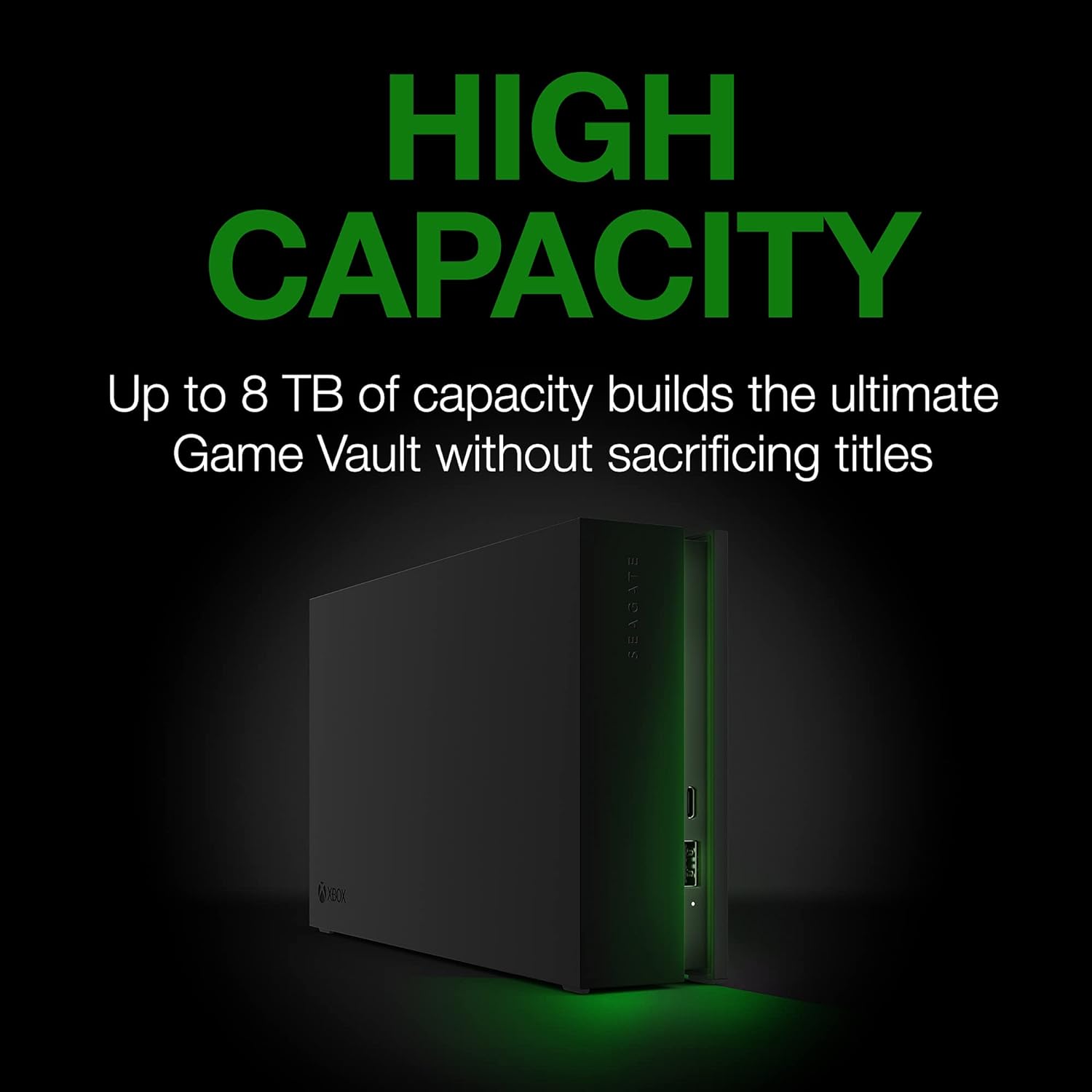 Seagate Game Drive Hub, 8TB, External Hard Drive Desktop, USB 3.2 Gen 1, Dual USB-C and USB-A ports, Xbox Certified, with RGB LED lighting, 3 year Rescue Services (STKW8000400