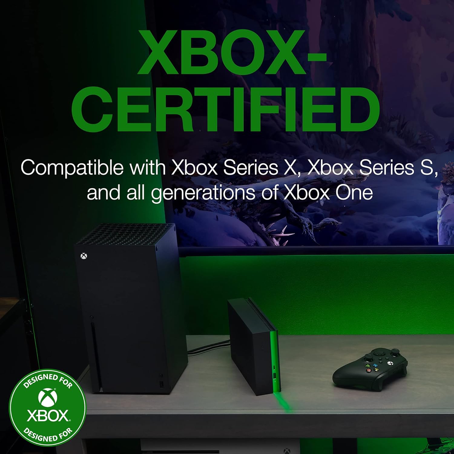 Seagate Game Drive Hub, 8TB, External Hard Drive Desktop, USB 3.2 Gen 1, Dual USB-C and USB-A ports, Xbox Certified, with RGB LED lighting, 3 year Rescue Services (STKW8000400