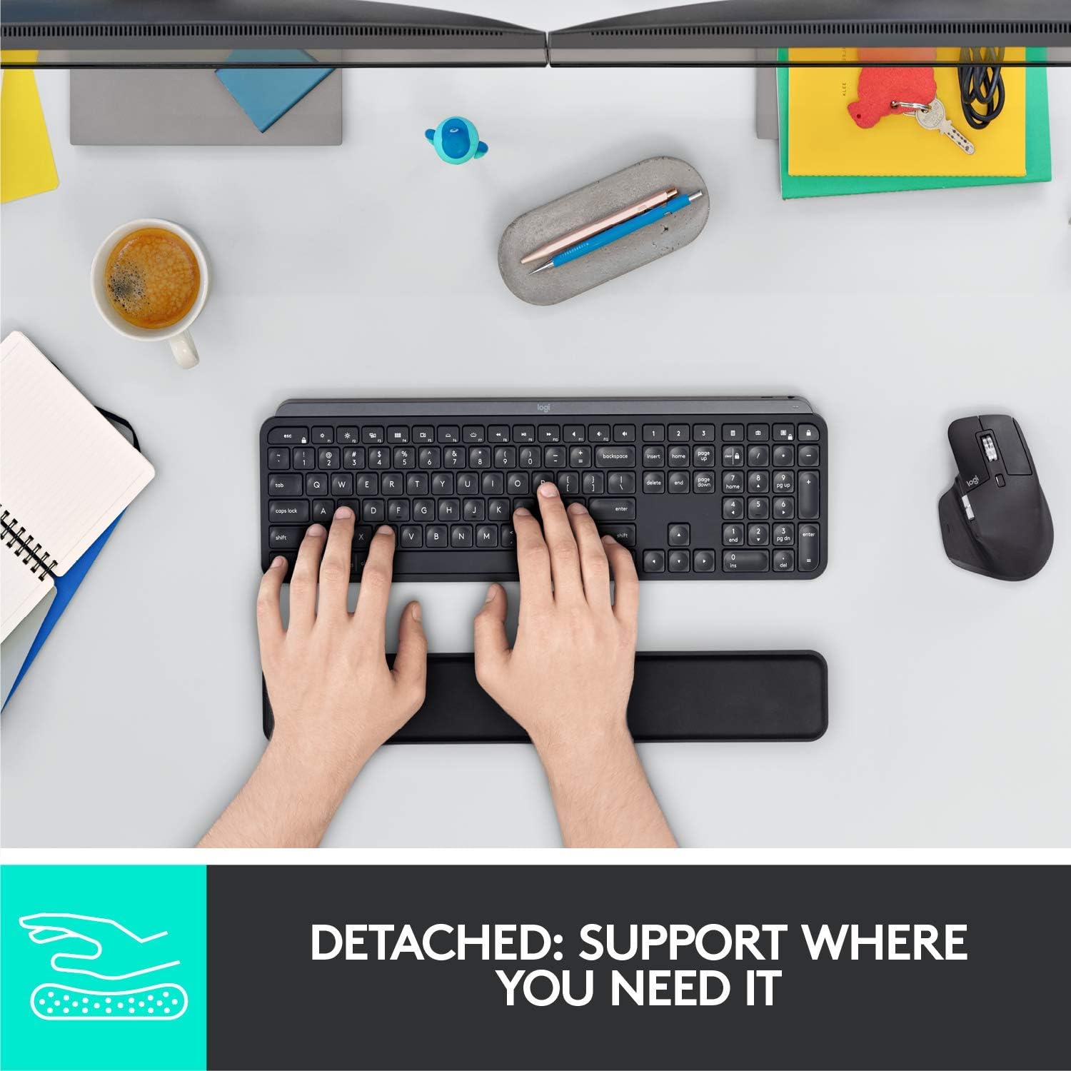 Logitech MX Palm Rest (für MX Keys, Rutschfestes Premium-Material für Komfort bei stundenlangem Tippen