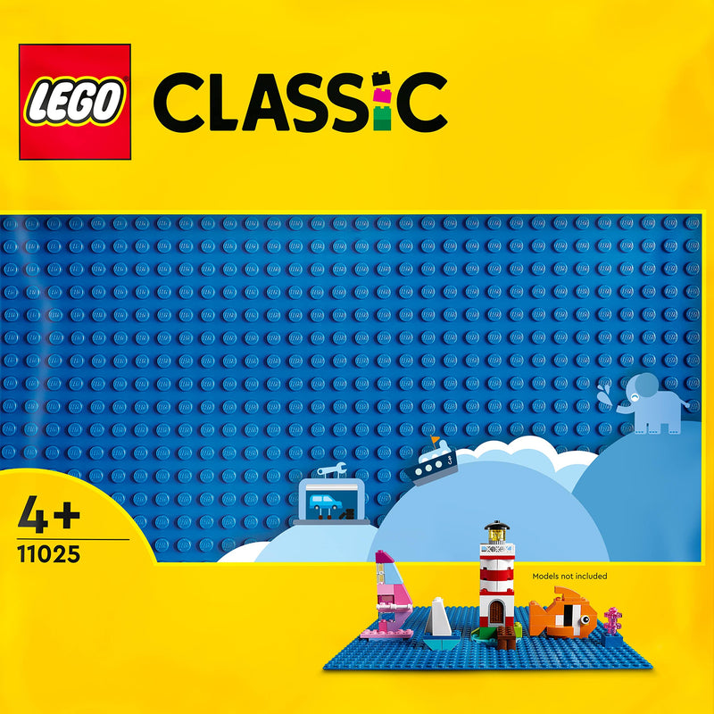 LEGO 11025 Classic Blue Baseplate, Construction Toy for Kids, Building Base, Square 32x32 Build and Display Board