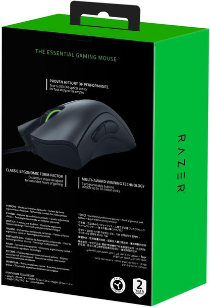 Razer DeathAdder Essential (2021) - Wired Gaming Mouse (Optical Sensor, 6400 DPI, 5 Programmable Buttons, Ergonomic Form Factor