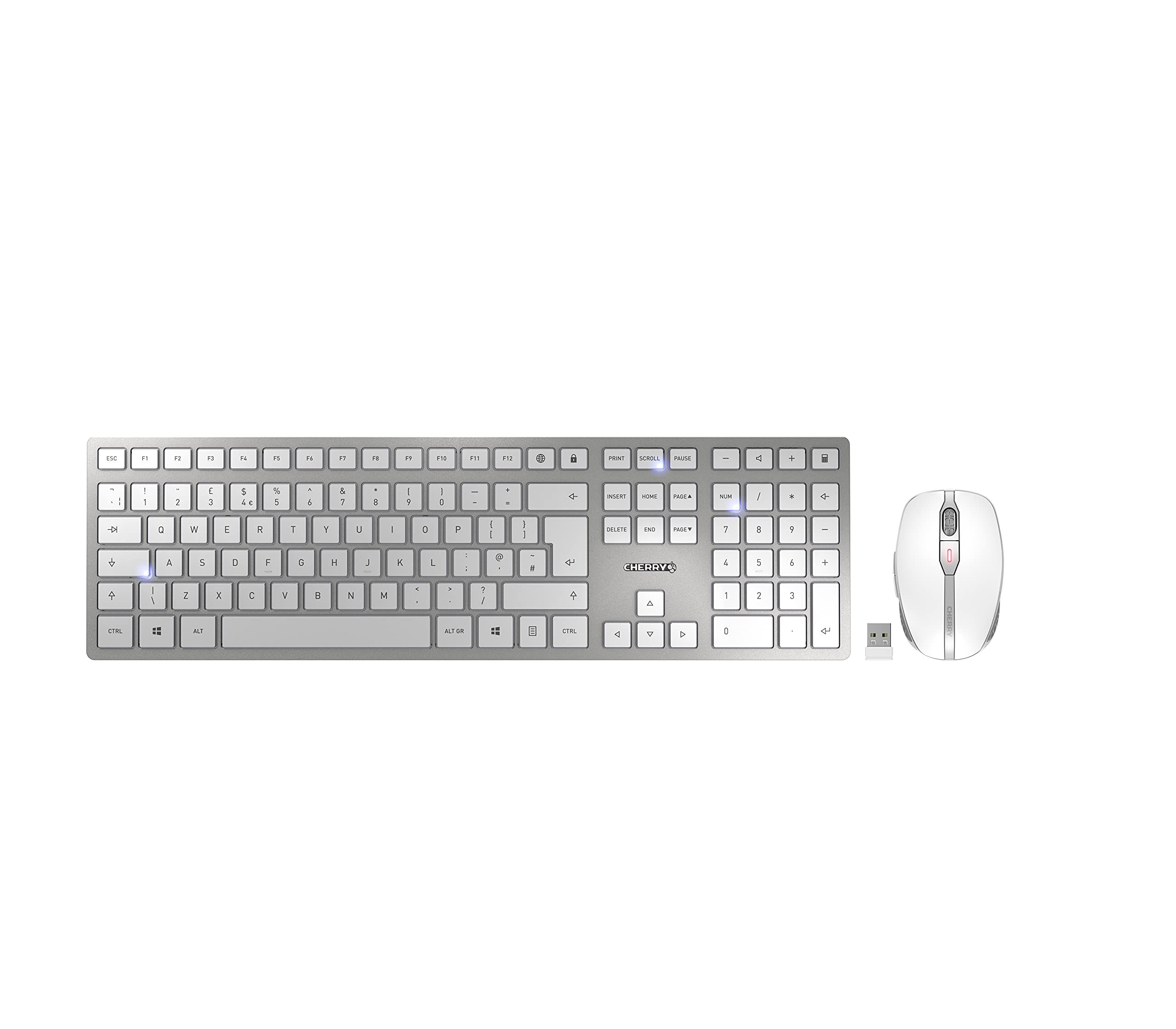CHERRY Dw 9100 Slim Usb Wireless Keyboard And Mouse Set Uk Silver/White Jd-9100Gb-1