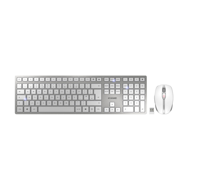 CHERRY Dw 9100 Slim Usb Wireless Keyboard And Mouse Set Uk Silver/White Jd-9100Gb-1