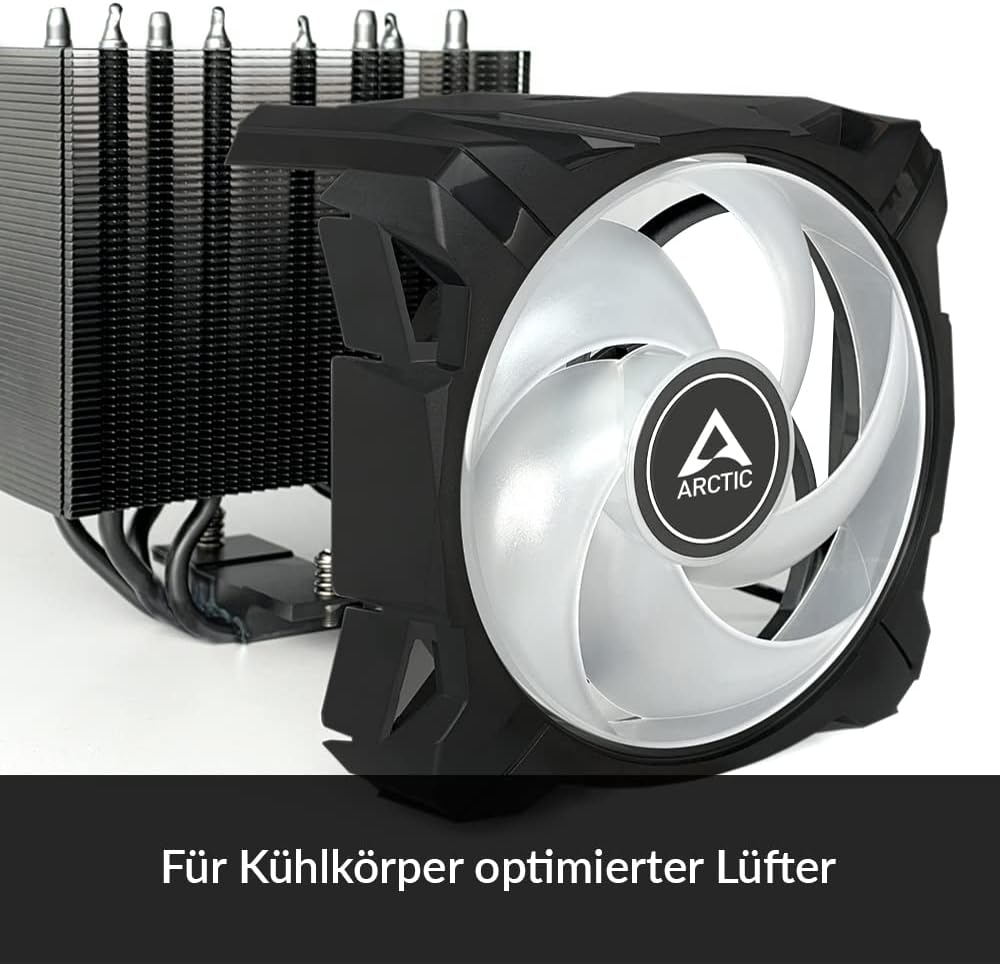 ARCTIC Freezer i35 A-RGB - Single-Tower CPU Kühler für Intel mit A-RGB, druckoptimierter 120 mm P-Lüfter, 200-1700 rpm, 4 Heatpipes, inkl. MX-5 Wärmeleitpaste - Schwarz Freezer 35 Freezer i35 A-RGB