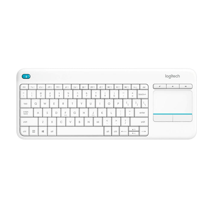 Logitech K400 Plus Wireless Touch TV Keyboard With Easy Media Control and Built-in Touchpad, QWERTZ German Layout - White