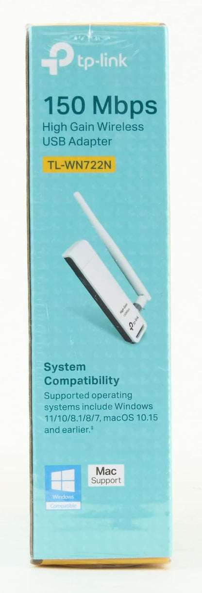 TP-LINK TL-WN722N 150 Mbps High Gain Wireless USB Adapter - White V2 Version