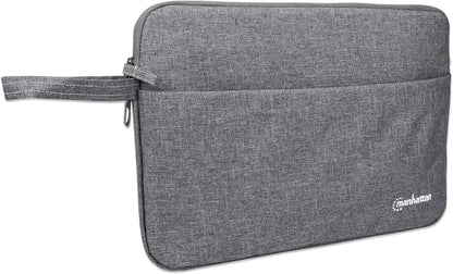Manhattan Seattle Laptop Sleeve 14.5", Grey, Padded, Extra Soft Internal Cushioning, Main Compartment with double zips, Zippered Front Pocket, Carry Loop, Water Resistant and Durable, 3 Year Warranty