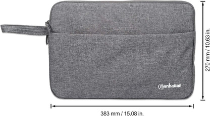 Manhattan Seattle Laptop Sleeve 14.5", Grey, Padded, Extra Soft Internal Cushioning, Main Compartment with double zips, Zippered Front Pocket, Carry Loop, Water Resistant and Durable, 3 Year Warranty