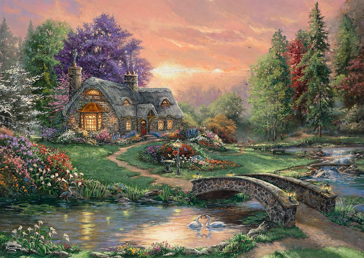 Schmidt Spiele, Thomas Kinkade: Sweetheart Retreat (1000 pc), Puzzle, Ages 12+