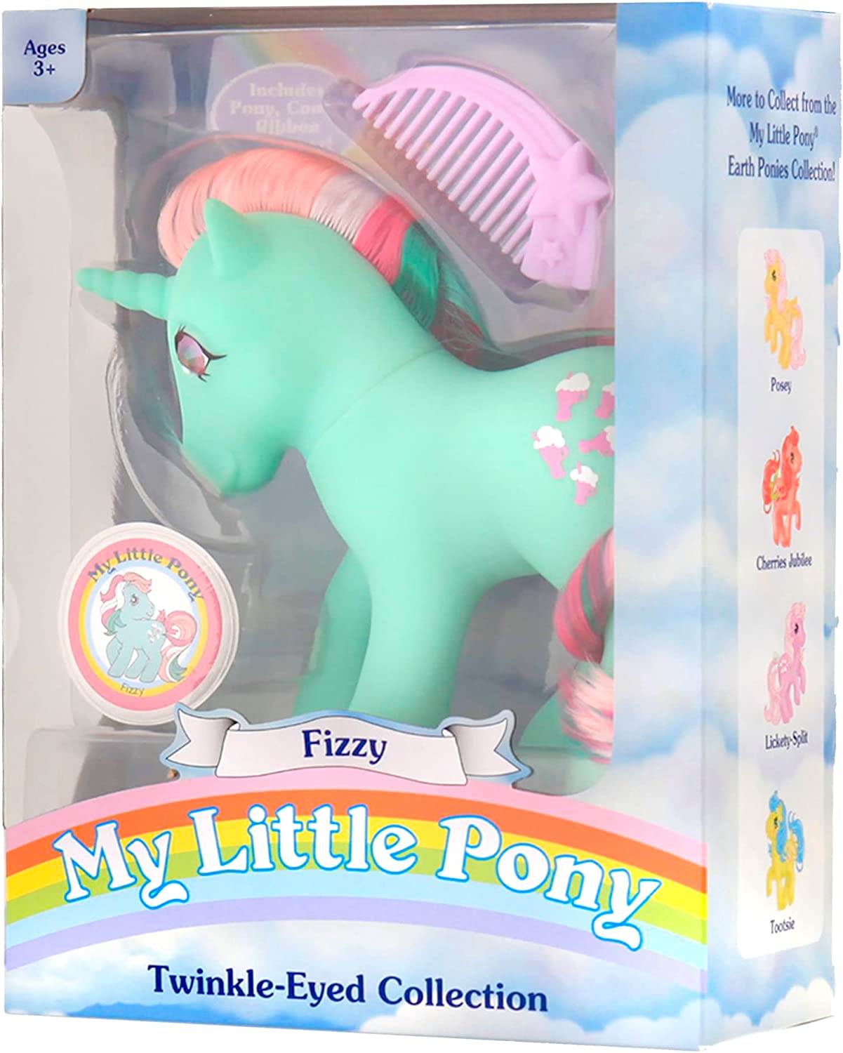 My Little Pony 35296 Classic Rainbow Ponies Fizzy Pony, Retro Horse Gifts for Girls, Toy Animal Figures, Horse Toys Suitable for Boys and Girls Aged 3, 4, 5, 6 Years + & My Little Pony - 35298
