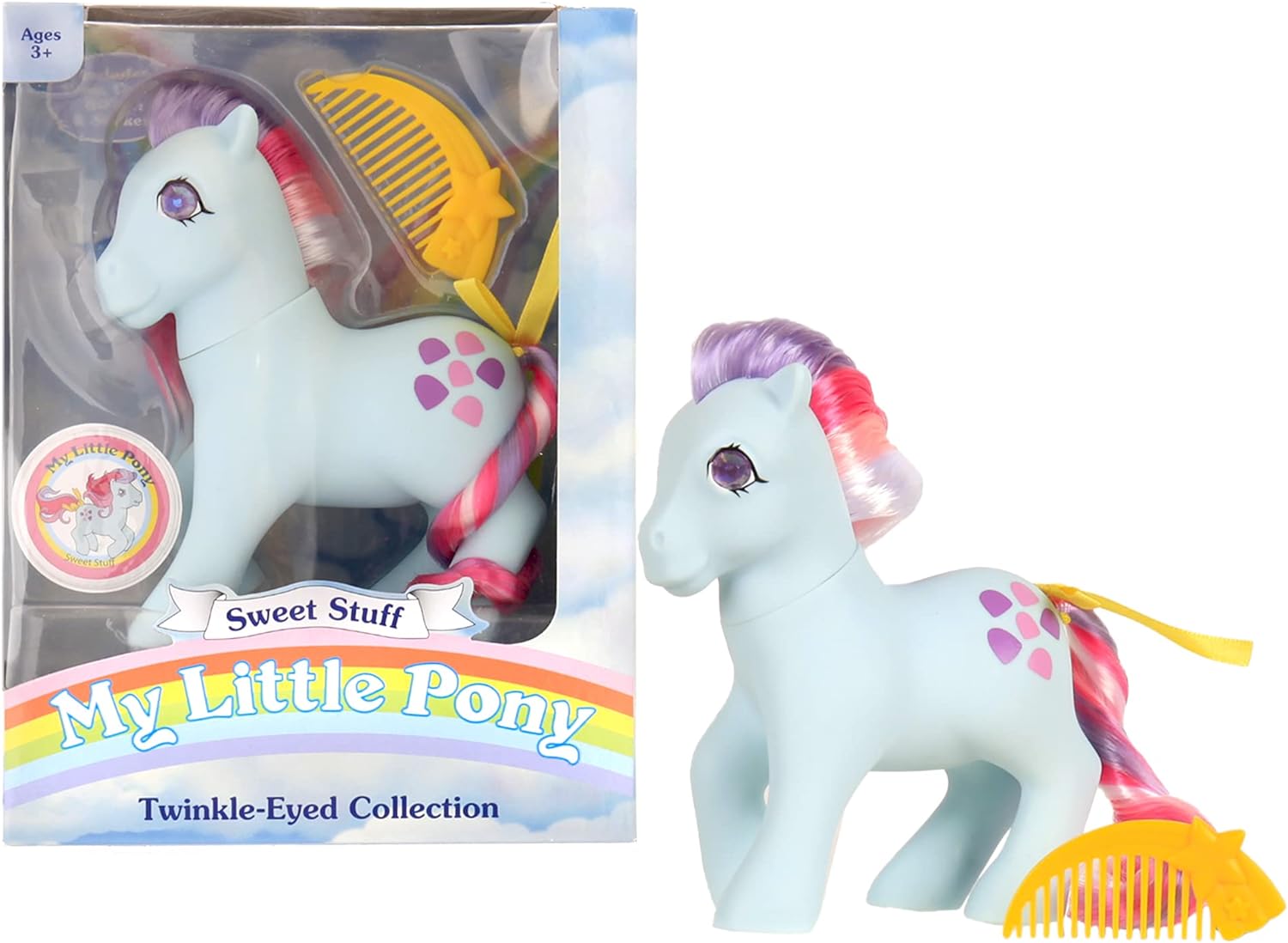 My Little Pony | Sweet Stuff Classic Rainbow Ponies | Twinkle-Eyed Collection, Retro Horse Gifts, Toy Animal Figures, Horse Toys for Boys and Girls Ages 4+ | Basic Fun 35297